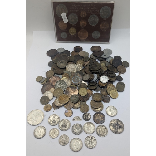 63 - A mixed British and world coins to include George V Shillings, mixed pennies and later examples, Fre... 