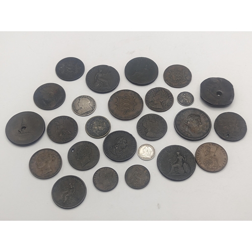 8 - A collection of British Georgian and Victorian coinage to include George II halfpenny, George III ca... 