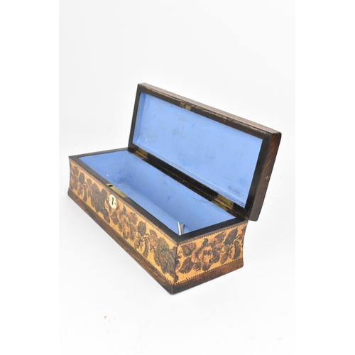 141A - A late Victorian rosewood and tunbridge ware work box, the hinged lid with central inlay depicting a... 