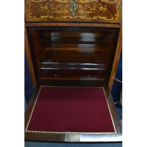 203 - A French Louis XV ormolu-mounted and marquetry kingwood secretaire, 19th century, with rouge du lang... 