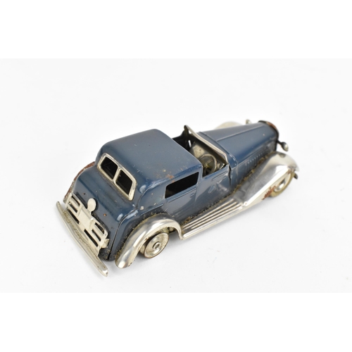 216 - A Tri-ang Minic tinplate clockwork Daimler Sedanca, in blue and steel colour, with original box and ... 