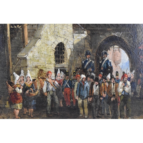 227 - William Oliver (1823-1901) British
'Mont Saint Michel', genre painting depicting prisoners being mar... 