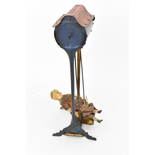 219 - A late Victorian miniature doll on swing toy by Ernst Paul Lehmann, circa 1894-1899, the porcelain h... 