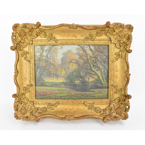 221 - Frederick Golden Short (1863-1936) British 
 depicting a forest woodland scene, signed lower right, ... 