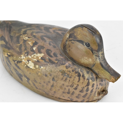 231 - Two carved and painted decoy ducks, 20th century, probably American, one of a hen mallard, together ... 