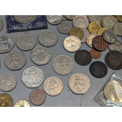 100 - Mixed Victorian British and other World coinage to include Victorian pennies, Doubles, Napoleon III ... 