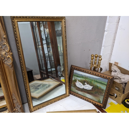 313 - Mirrors, pictures and metalware to include etchings, prints gilt framed mirrors and fine irons
Locat... 