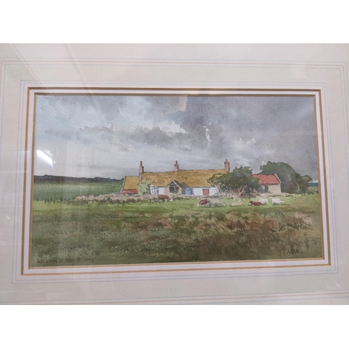 317 - A late 20th century watercolour depicting a Scottish farm, signed and dated William H North 1992 and... 