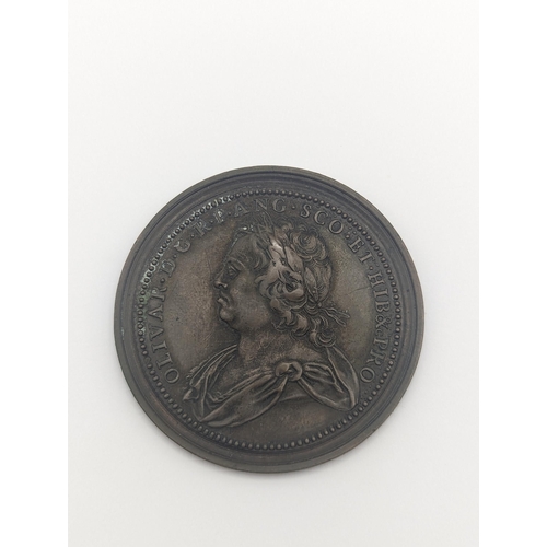 42 - Oliver Cromwell and Tommaso Aniello 'Masaniello' copper medal, circa 1700 by Ferdinand de St Urbain,... 