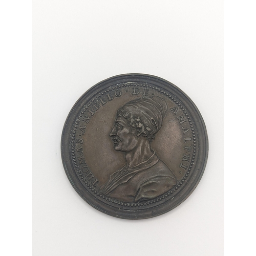 42 - Oliver Cromwell and Tommaso Aniello 'Masaniello' copper medal, circa 1700 by Ferdinand de St Urbain,... 