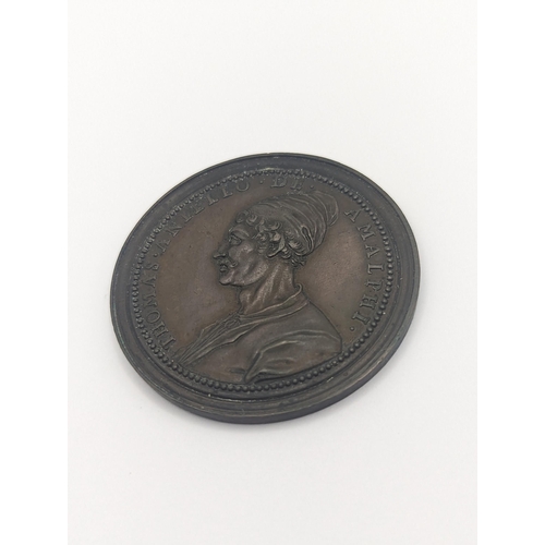 42 - Oliver Cromwell and Tommaso Aniello 'Masaniello' copper medal, circa 1700 by Ferdinand de St Urbain,... 