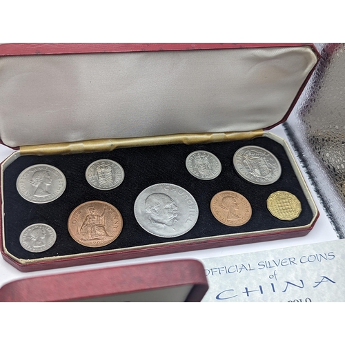 97 - Mixed coins to include silver proof £2 and £1 coins, 1995, 1996, silver proof 1996 Crown, 1965 speci... 