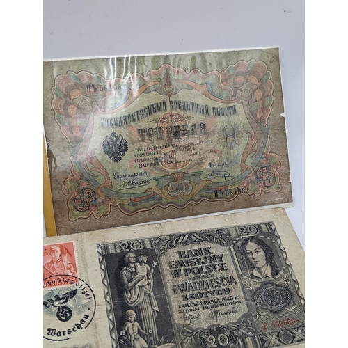 98 - World Banknotes - A collection of 20th century banknotes to include 1930 Japan Ten/10 Yen, WWI era, ... 