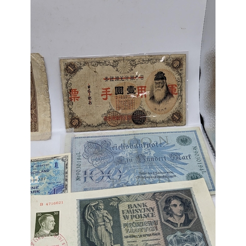 98 - World Banknotes - A collection of 20th century banknotes to include 1930 Japan Ten/10 Yen, WWI era, ... 