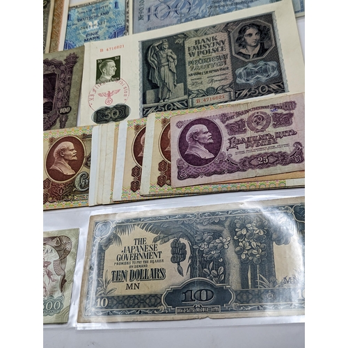 98 - World Banknotes - A collection of 20th century banknotes to include 1930 Japan Ten/10 Yen, WWI era, ... 