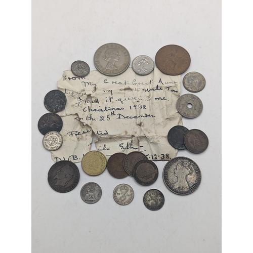 99 - A mixed collection of Victorian and later coins to include a Gothic Florin, 1887 Sixpence, and later... 