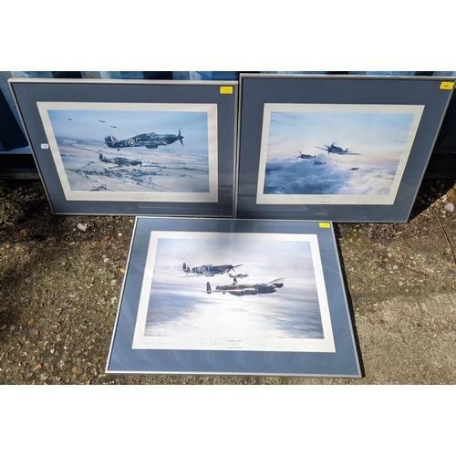 130 - Robert Taylor - Three signed RAF prints entitled 'moral Support, 'Flight of Eagles' and 'Memorial Fl... 