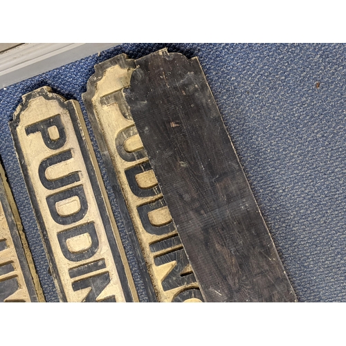 362 - A group of mid 20th century reproduction wooden London street signs, compromising of three Pudding L... 