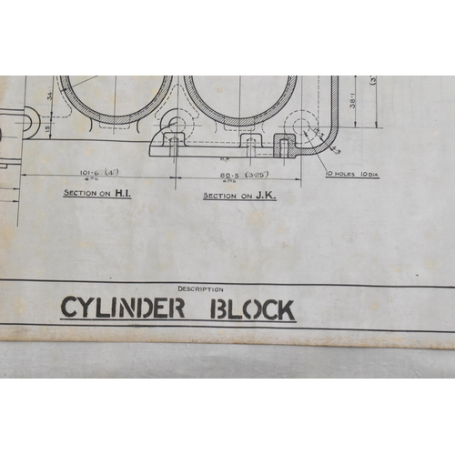 236 - Two early 20th century rolled car engineering drawings, one for Aston Martin, dated 1922, titled 'Cy... 