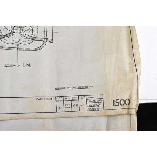 236 - Two early 20th century rolled car engineering drawings, one for Aston Martin, dated 1922, titled 'Cy... 