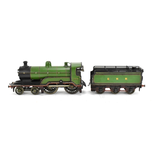 237 - A Bing clockwork gauge 1 4-4-0 locomotive and tender GNR (Great Northern Railway), in green liver, n... 