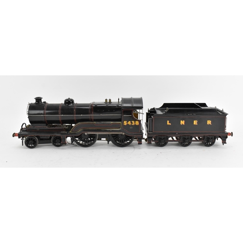 240 - A Bing live steam gauge 1 4-4-0 locomotive and tender LNER (London North Eastern Railway), lined bla... 