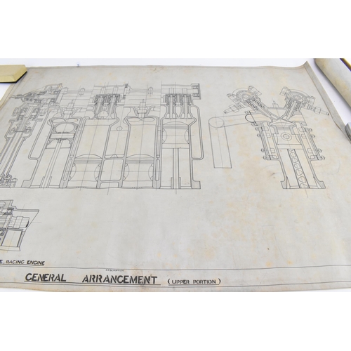 242 - Three early 20th century rolled car engineering drawings for Aston Martin, dated 1922 and 1924,  'As... 