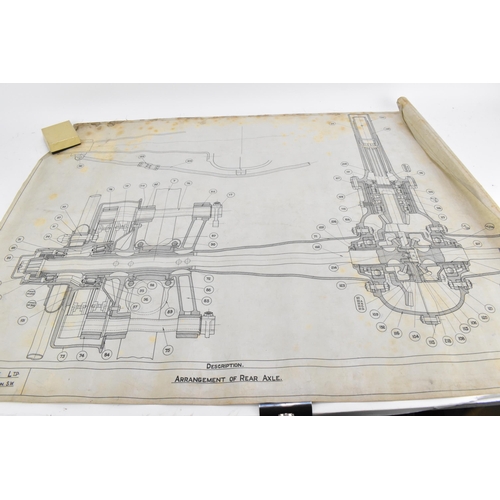 242 - Three early 20th century rolled car engineering drawings for Aston Martin, dated 1922 and 1924,  'As... 