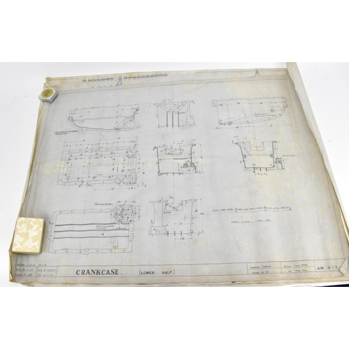 244 - Two early 20th century rolled car engineering drawings for Aston Martin, and one other unnamed, all ... 