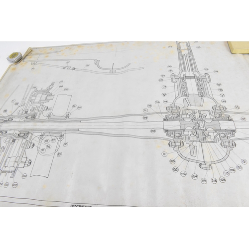 244 - Two early 20th century rolled car engineering drawings for Aston Martin, and one other unnamed, all ... 