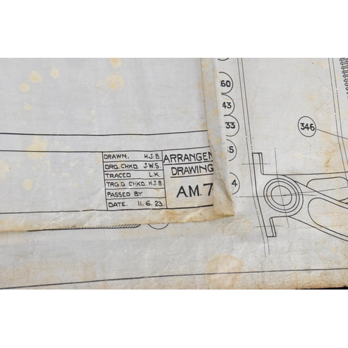 245 - Two early 20th century rolled car engineering drawings for Aston Martin, by Bamford & Martin, dated ... 