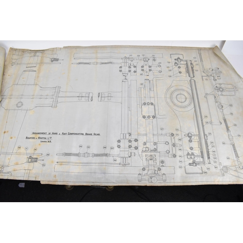 245 - Two early 20th century rolled car engineering drawings for Aston Martin, by Bamford & Martin, dated ... 