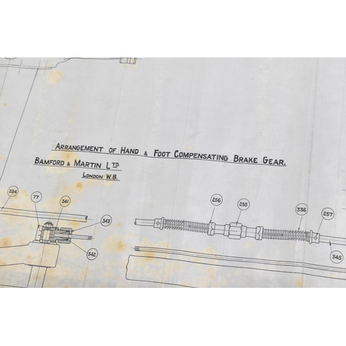 245 - Two early 20th century rolled car engineering drawings for Aston Martin, by Bamford & Martin, dated ... 