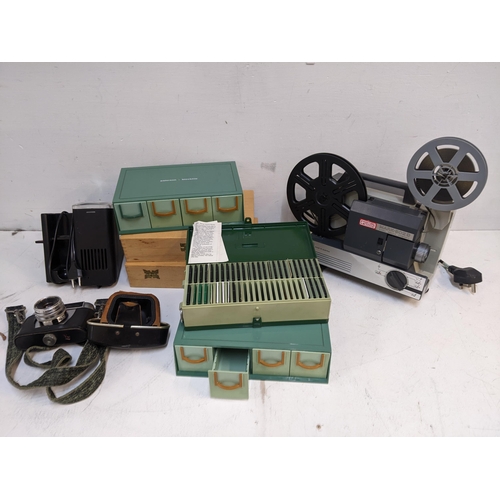 409 - Photographic equipment, projector and slide related to include Eumig projector possibly with Charlie... 