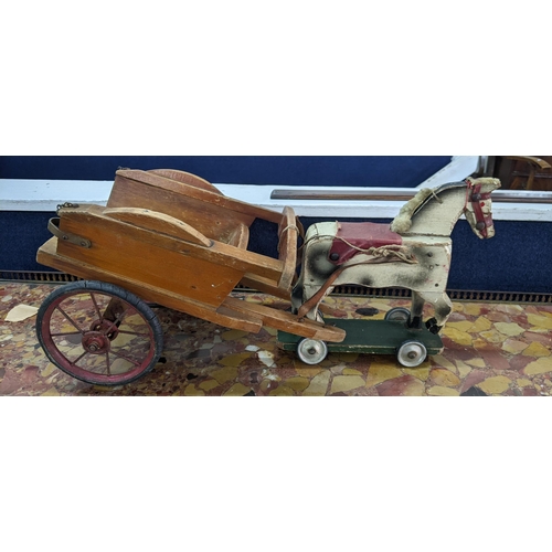 103 - A 1940's child's treen painted model of a horse and cart
Location:A1F