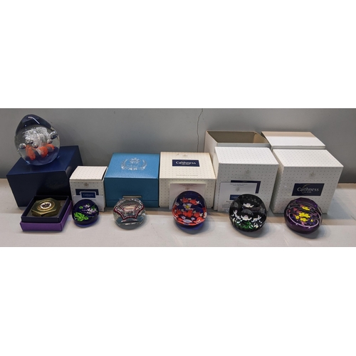 354 - A selection of boxed paperweights to include Caithness love token, Caithness prestige Queen Mother, ... 