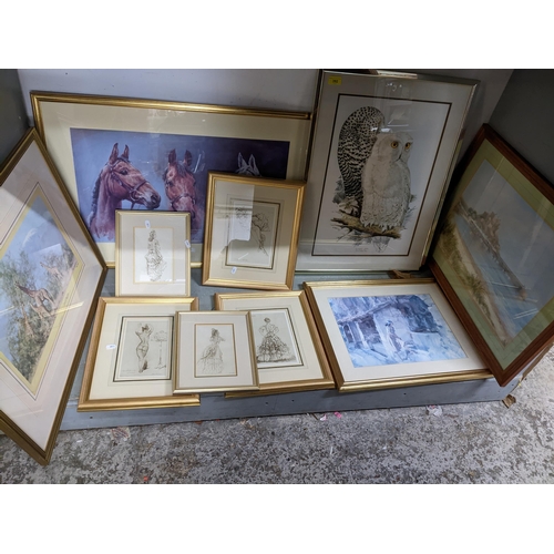 392 - A group of framed and glazed prints to include a signed David Shepherd limited edition print, after ... 