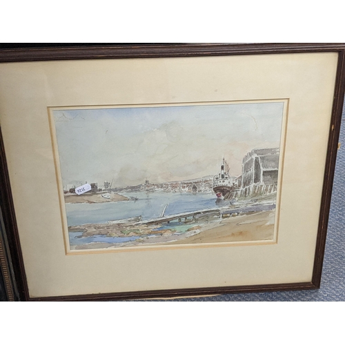 410 - A quantity of seven mixed framed and glazed water colours to include rive scenes, landscapes, indist... 