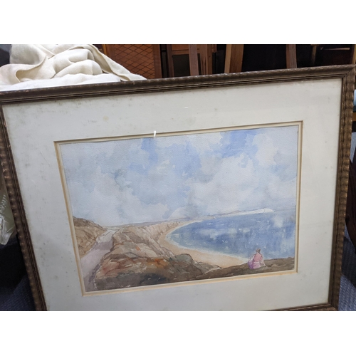 410 - A quantity of seven mixed framed and glazed water colours to include rive scenes, landscapes, indist... 