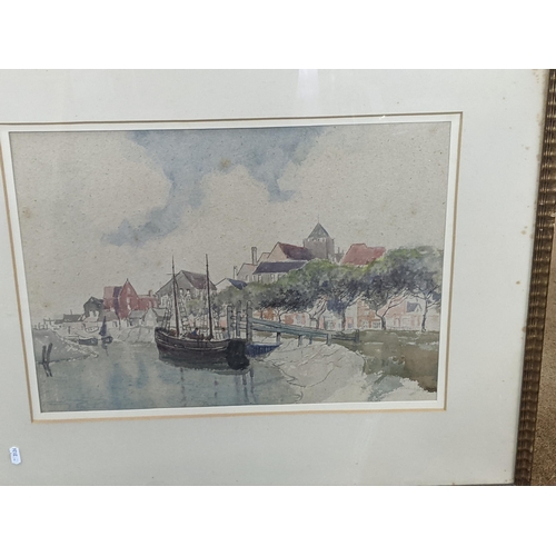 411 - A group of four unsigned framed and glazed water colours, each depicting ships and sails
Location: L... 