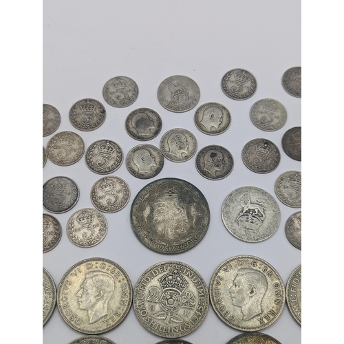 58 - Mixed British coinage to include Edward VII and George V pre 1920 three pence's and shillings along ... 