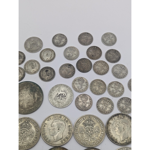 58 - Mixed British coinage to include Edward VII and George V pre 1920 three pence's and shillings along ... 