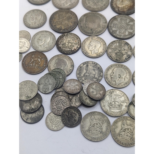 58 - Mixed British coinage to include Edward VII and George V pre 1920 three pence's and shillings along ... 