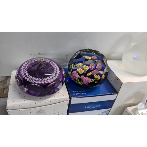 92 - Six boxed Caithness paperweights to include Diamond Jubilee Prestige Garland, Crown Cypher, Royal Go... 