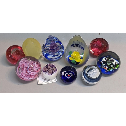 93 - Ten mixed paperweights to include a Caithness Prestige limited edition numbered 4/60 Location:1:1