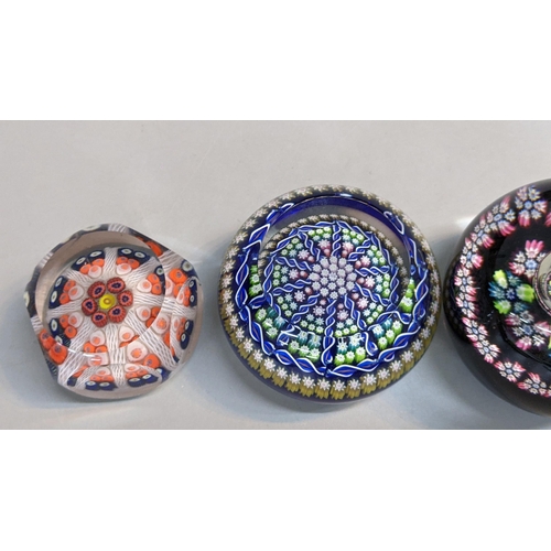 94 - Three paperweights to include a Perthshire millefiori paperweight Location:5:2