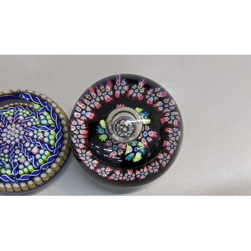 94 - Three paperweights to include a Perthshire millefiori paperweight Location:5:2