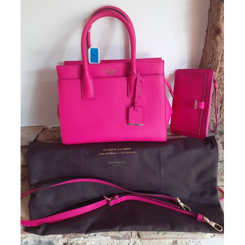 2 - Kate Spade- A hot pink leather satchel style handbag 28cm Wide x 22cm High (not including handles) x... 