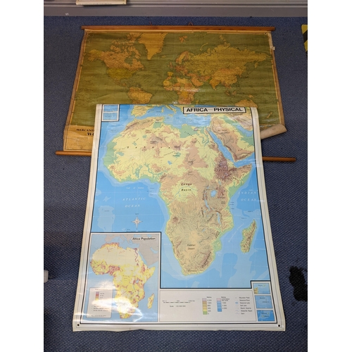 128 - Two maps to include Philips Mercantile Maps of the World and modern double sided map of Africa showi... 