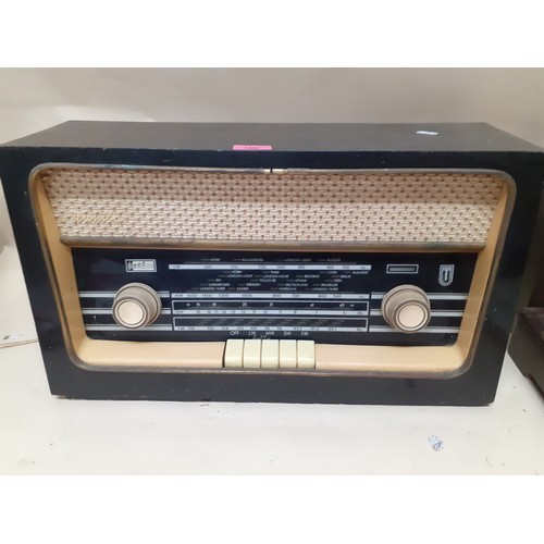 100 - A vintage Philips record player with internal amplifier Type AG2121 together with a Singer sewing ma... 